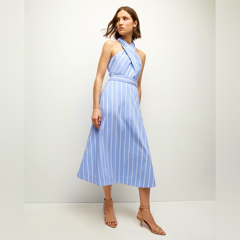 NWT Veronica Beard Baylee Stripe Halter Midi Dress size 4